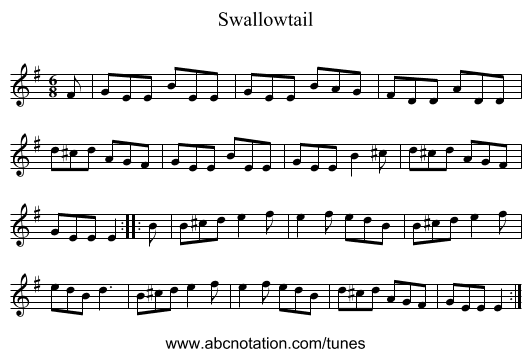 Swallowtail - staff notation