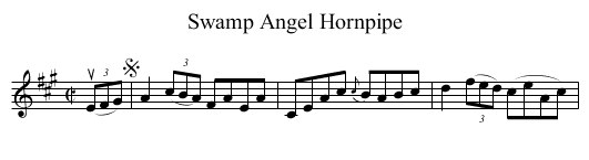 Swamp Angel Hornpipe - staff notation