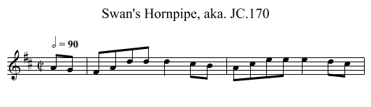 Swan's Hornpipe, aka. JC.170 - staff notation