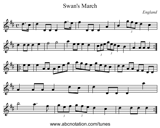 Swan's March - staff notation