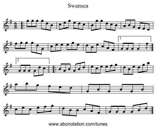 Swansea - staff notation