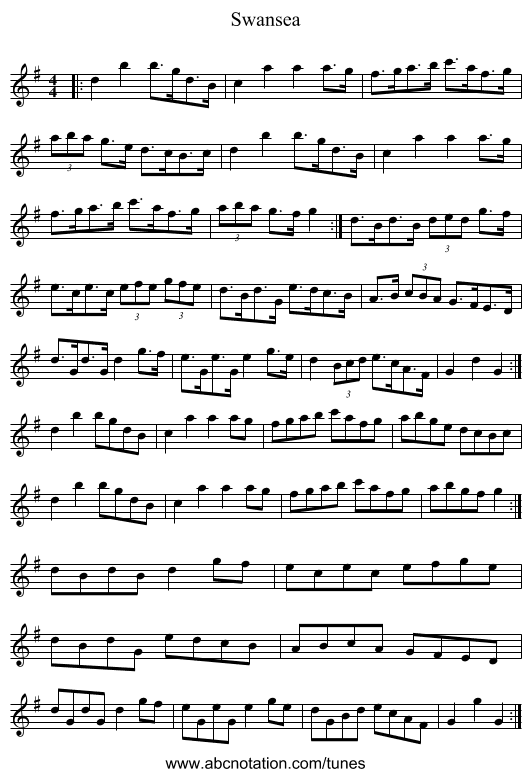 Swansea - staff notation