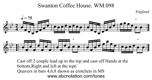 Swanton Coffee House. WM.098 - staff notation