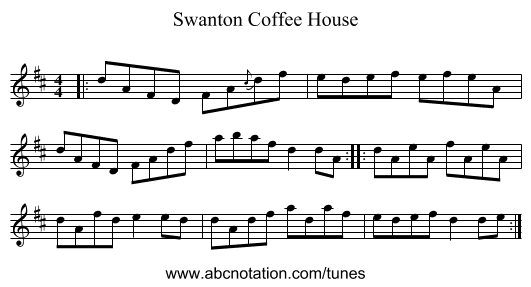 Swanton Coffee House - staff notation