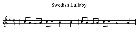 Swedish Lullaby - staff notation