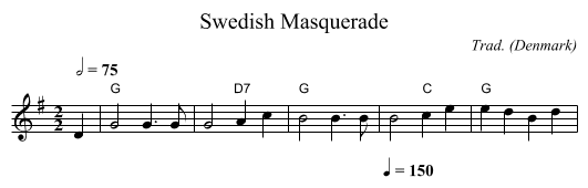Swedish Masquerade - staff notation