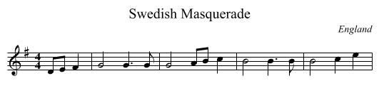 Swedish Masquerade - staff notation