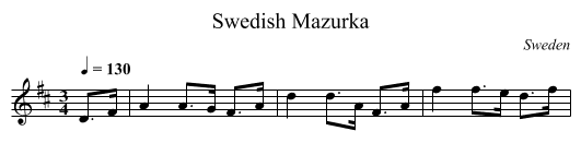 Swedish Mazurka - staff notation