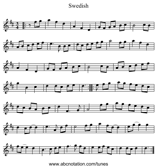 Swedish - staff notation