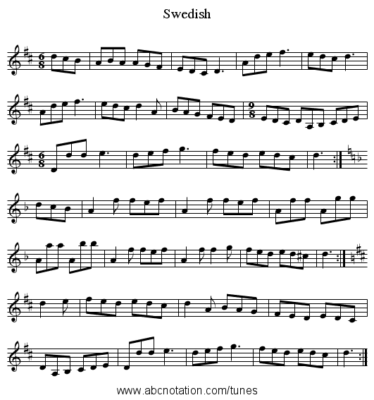 Swedish - staff notation