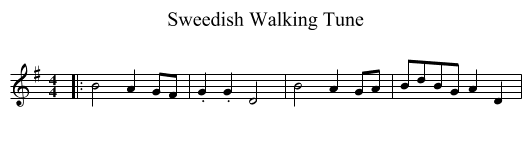 Sweedish Walking Tune - staff notation