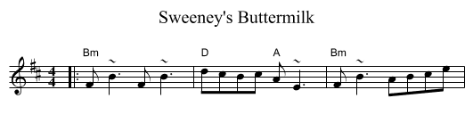 Sweeney's Buttermilk - staff notation