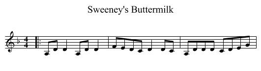 Sweeney's Buttermilk - staff notation