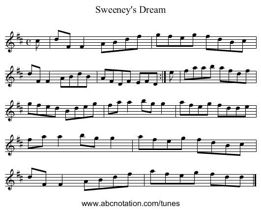 Sweeney's Dream - staff notation