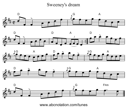 Sweeney's dream - staff notation