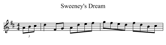 Sweeney's Dream - staff notation
