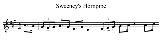 Sweeney's Hornpipe - staff notation