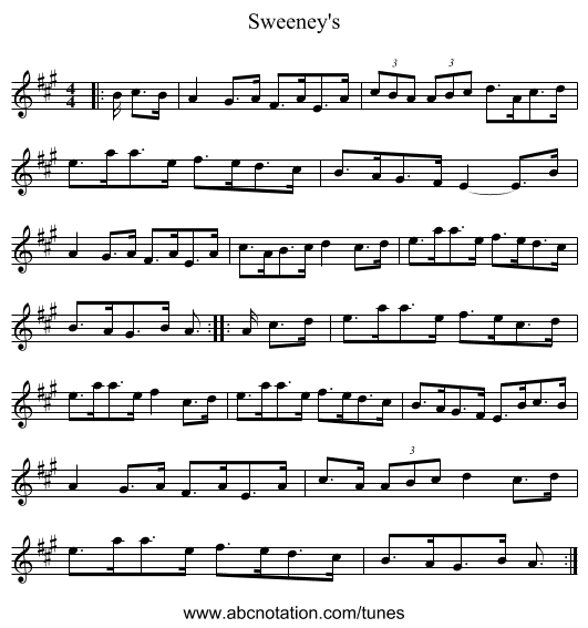 Sweeney's - staff notation