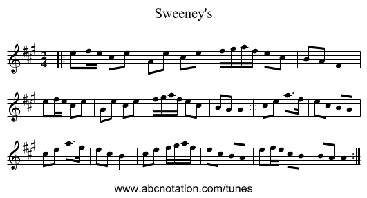 Sweeney's - staff notation