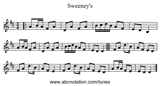 Sweeney's - staff notation