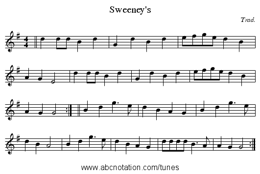 Sweeney's - staff notation