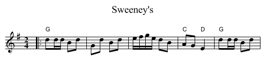 Sweeney's - staff notation