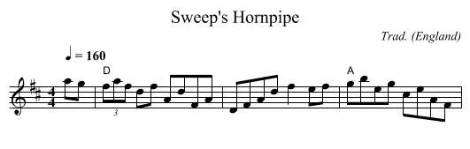 Sweep's Hornpipe - staff notation