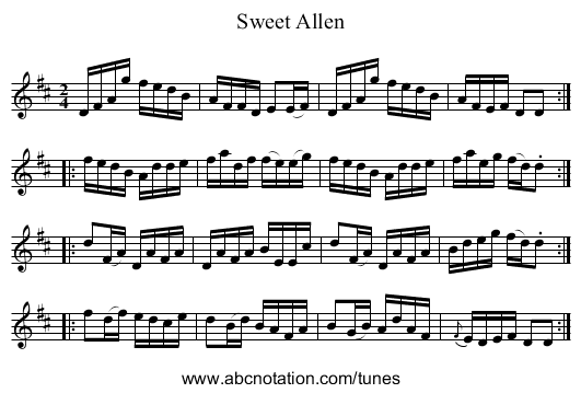 Sweet Allen - staff notation
