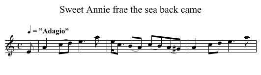 Sweet Annie frae the sea back came - staff notation