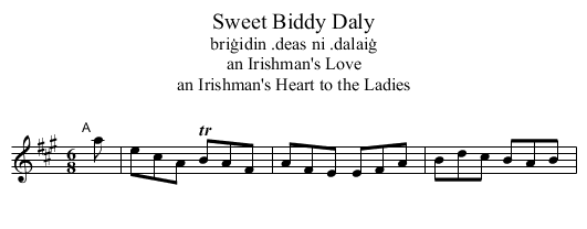 Sweet Biddy Daly - staff notation