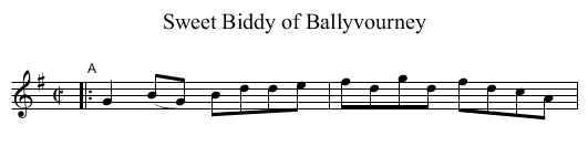 Sweet Biddy of Ballyvourney - staff notation