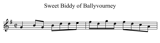 Sweet Biddy of Ballyvourney - staff notation