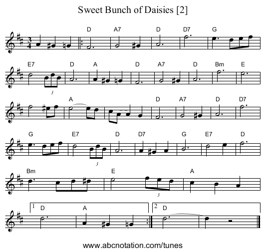 Sweet Bunch of Daisies [2] - staff notation