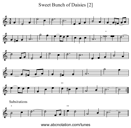 Sweet Bunch of Daisies [2] - staff notation