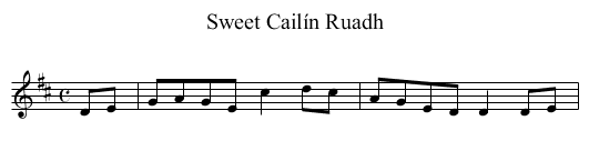 Sweet Cailín Ruadh - staff notation