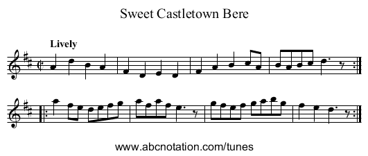 Sweet Castletown Bere - staff notation