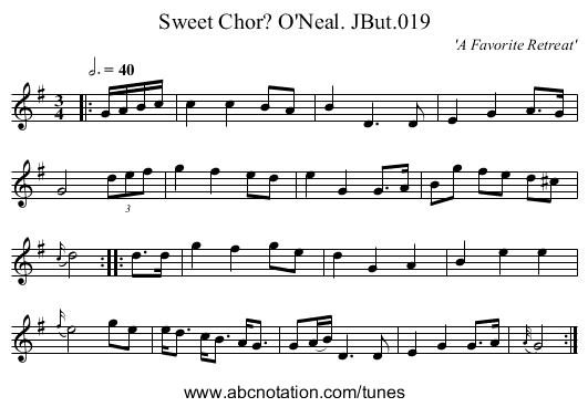 Sweet Chor? O'Neal. JBut.019 - staff notation