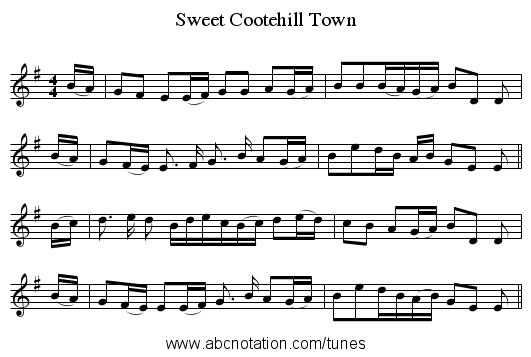 Sweet Cootehill Town - staff notation