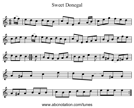 Sweet Donegal - staff notation