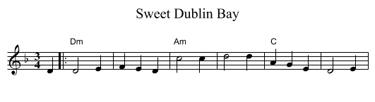 Sweet Dublin Bay - staff notation