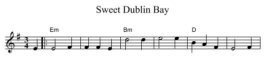 Sweet Dublin Bay - staff notation