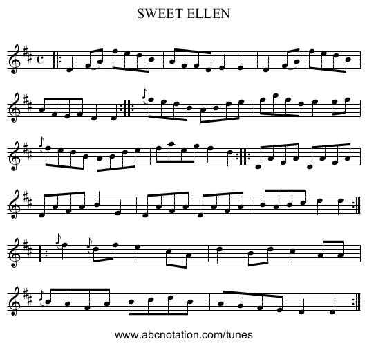SWEET ELLEN - staff notation