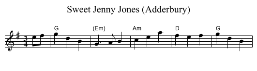 Sweet Jenny Jones (Adderbury) - staff notation