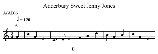 Sweet Jenny Jones, Adderbury - staff notation
