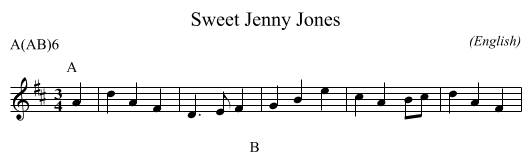 Sweet Jenny Jones - staff notation