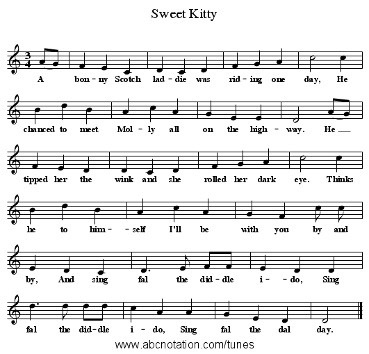 Sweet Kitty - staff notation