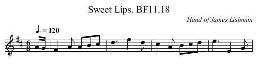 Sweet Lips. BF11.18 - staff notation