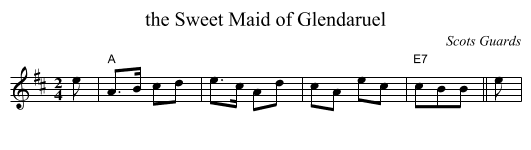 Sweet Maid of Glendaruel, the  - staff notation