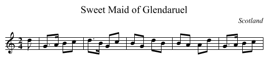 Sweet Maid of Glendaruel - staff notation