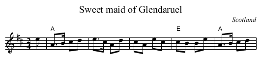 Sweet maid of Glendaruel - staff notation